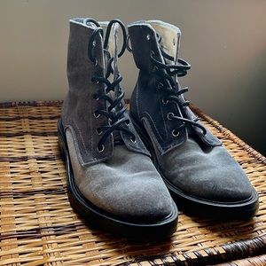 Gray size 7.5 velvet combat boots